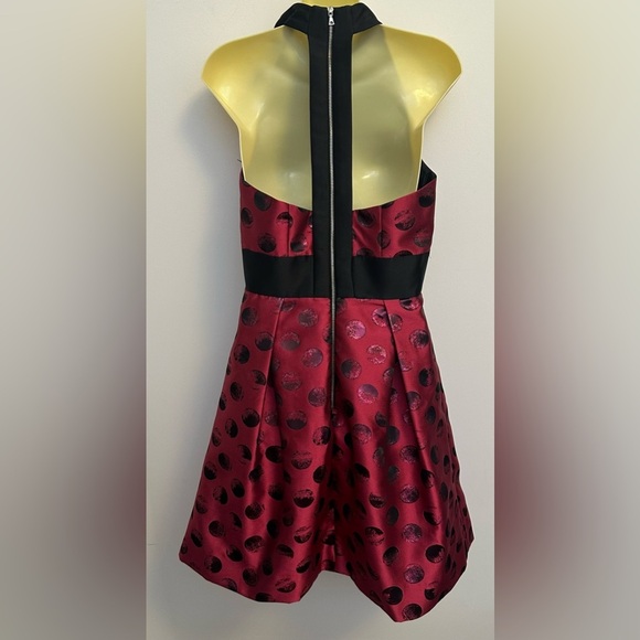 Theia Red Pleated Fit and Flare Cocktail Dress - Picture 2 of 10